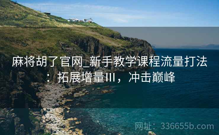 麻将胡了官网_新手教学课程流量打法：拓展增量Ⅲ，冲击巅峰