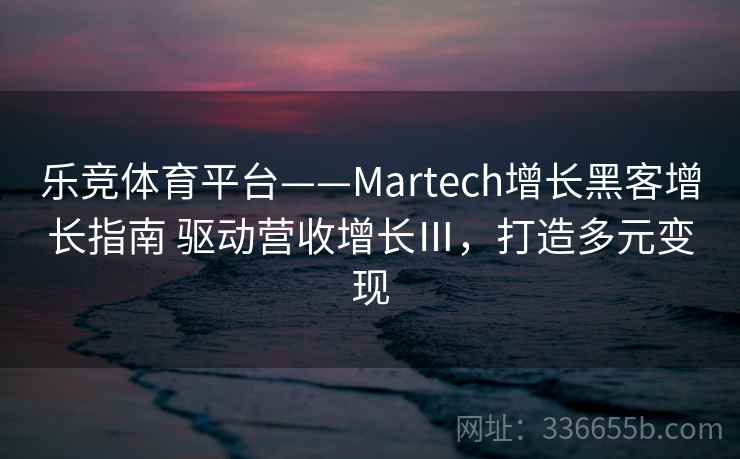 乐竞体育平台——Martech增长黑客增长指南 驱动营收增长Ⅲ,打造多元变现 乐竞体育平台——Martech增长黑客增长指南 驱动营收增长Ⅲ,打造多元变现