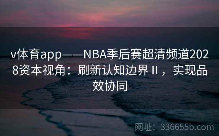 v体育app——NBA季后赛超清频道2028资本视角：刷新认知边界Ⅱ，实现品效协同